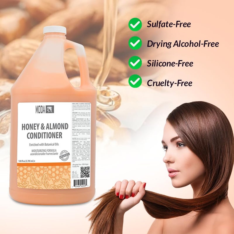 MODA - Moisturizing Conditioner for all Hair Types, Honey Almond, 128 Oz, Professional - Strengthens, Moisturizes, Leaves Hair Soft and Shiny, Adds Volume, Protects Color and Restore - Image 3